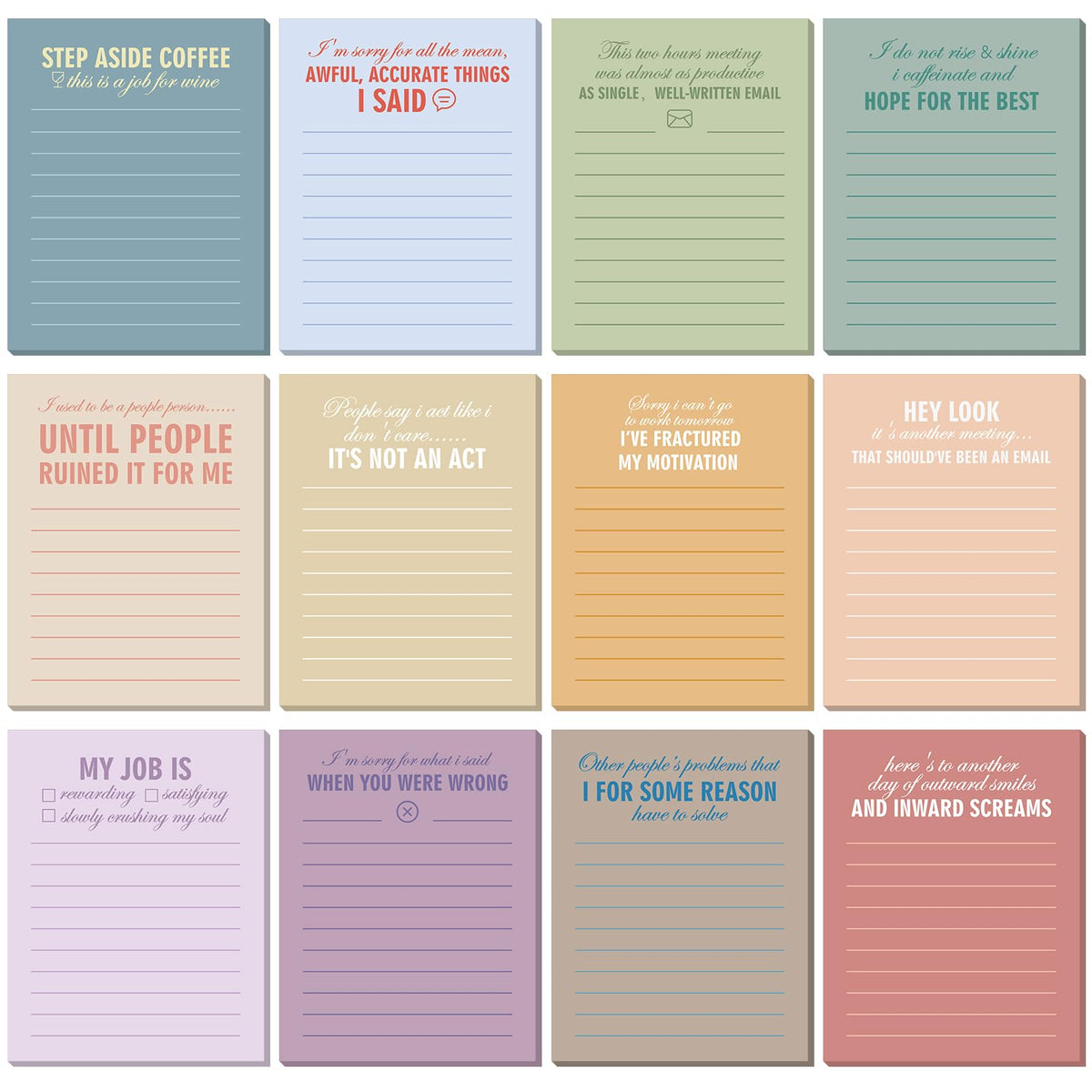 Pajean 12 Designs Funny Sticky Notes, Office to Do List,Classic Style