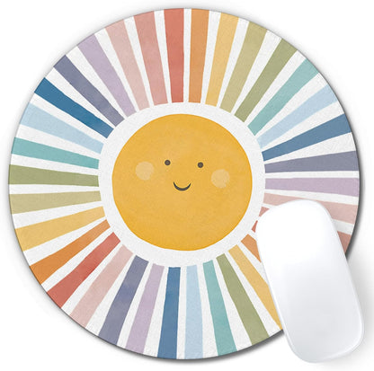 Boho Colorful Sunshine Rainbow Mouse Pad, Cute Sunshine Mouse Pads Mousepad for Desk Home Office Dorm Computers Laptop, Boho Office Supplies Desk Accessories, 7.9x7.9 Inch