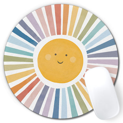 Boho Colorful Sunshine Rainbow Mouse Pad, Cute Sunshine Mouse Pads Mousepad for Desk Home Office Dorm Computers Laptop, Boho Office Supplies Desk Accessories, 7.9x7.9 Inch