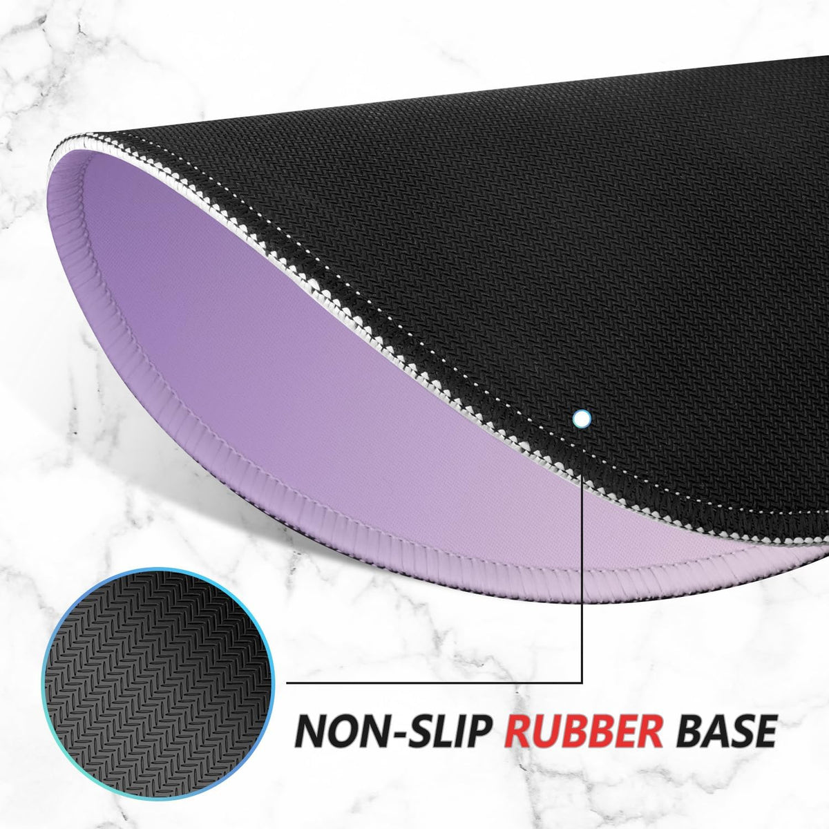 ITNRSIIET Mouse Pad Non-Slip Rubber Base Smooth Surface Stitched Edges Waterproof Durable Compatible with All Mice for Office & Gaming, Desk Accessory, Diameter 8.7 inch, Lavender