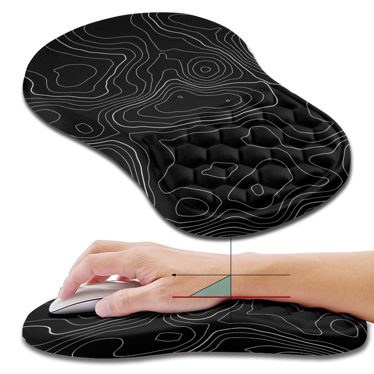 Hokafenle Ergonomic Mouse Pad Wrist Support, Wrist Rest Mousepad for Carpal Tunnel Pain Relief with Integrated Memory Foam Slope Massage Bulge (11.8x7.9 inch,Forest