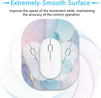 Small Mouse Pad，Mini Mouse Pad 6 x 7 Inch，for Laptop Keyboard Tray Wireless Mouse Home Office Travel，with Non-Slip Rubber Base, Waterproof Mouse Mat，Cyan Blue Marble