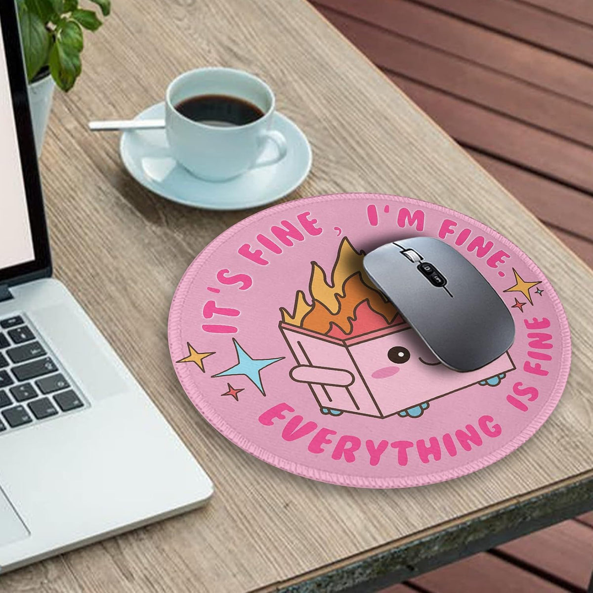 Gctriki Pink Round Mouse Pads for Desk, Cute Office Decor for Women 8.6 in