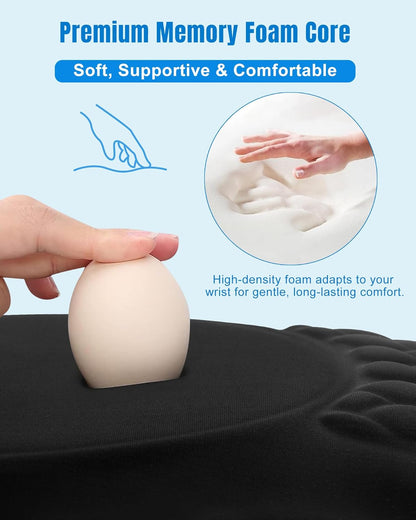 Ergonomic Mouse Pad with Sloped Memory Foam Wrist Rest (Black)