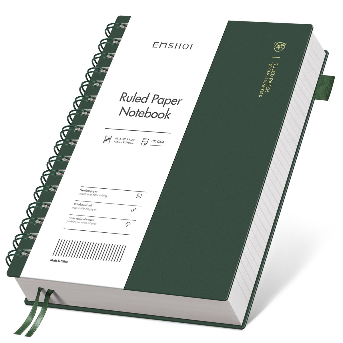 EMSHOI Lined Spiral Journal Notebook, 300 Pages, B5 Size (7.4'' x 10.1'')