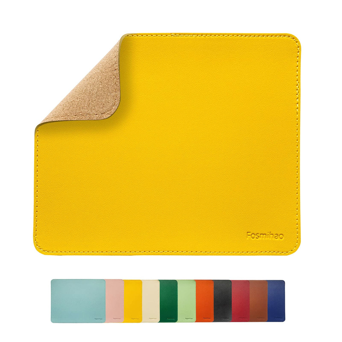 Leather Mouse Pad - Wooden Double-Side Mousepad with Stitched Edge, Waterproof Ultra Thin Mouse Pad for Computers, Laptop, Office & Home, 10.2 x 8.3 Inch, 1 Pack (Orange)