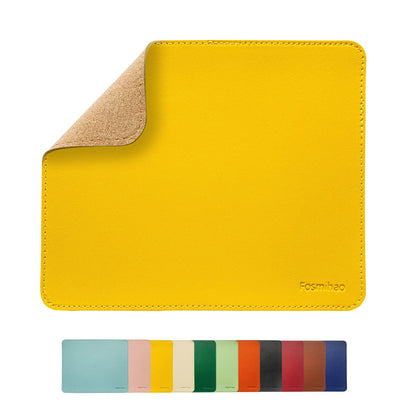 Leather Mouse Pad - Wooden Double-Side Mousepad with Stitched Edge, Waterproof Ultra Thin Mouse Pad for Computers, Laptop, Office & Home, 10.2 x 8.3 Inch, 1 Pack (Orange)
