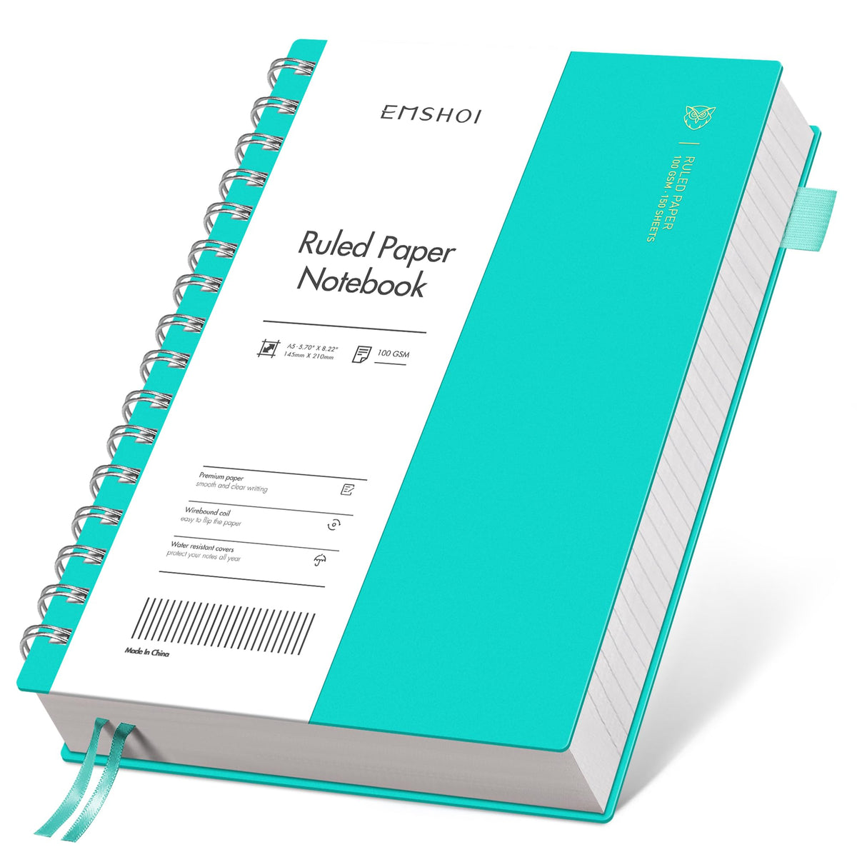 EMSHOI Lined Spiral Journal Notebook, 300 Pages, B5 Size (7.4'' x 10.1'')