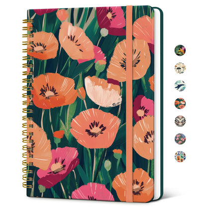 Taja Pretty Spiral Journal for Women, Lined Hardcover Notebook, 6" x 8"