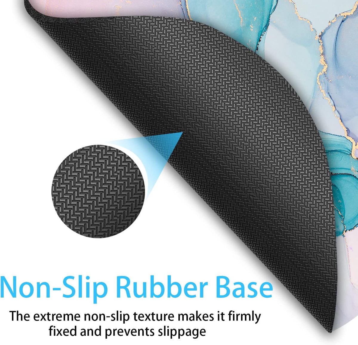 Small Mouse Pad，Mini Mouse Pad 6 x 7 Inch，for Laptop Keyboard Tray Wireless Mouse Home Office Travel，with Non-Slip Rubber Base, Waterproof Mouse Mat，Cyan Blue Marble