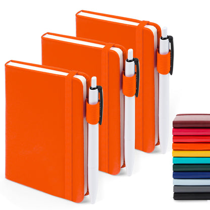 feela 3 Pack Pocket Small Notebook Journals, Mini Cute Hardcover College Ruled Notepad Women Office Supplies, with 3 Black Pens, 3.5”x 5.5”, A6, Pastel Colors, Light Blue, Light Purple, Light Green