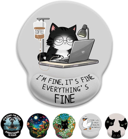 LIMKRIAN Funny Ergonomic Mouse Pad with Wrist Rest, Cat Desk Decor Gifts