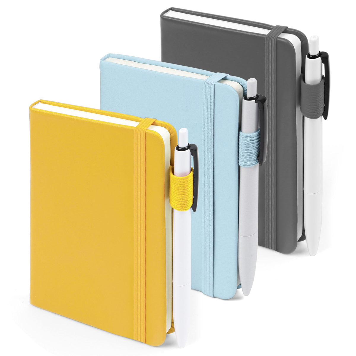 feela 3 Pack Pocket Small Notebook Journals, Mini Cute Hardcover College Ruled Notepad Women Office Supplies, with 3 Black Pens, 3.5”x 5.5”, A6, Pastel Colors, Light Blue, Light Purple, Light Green