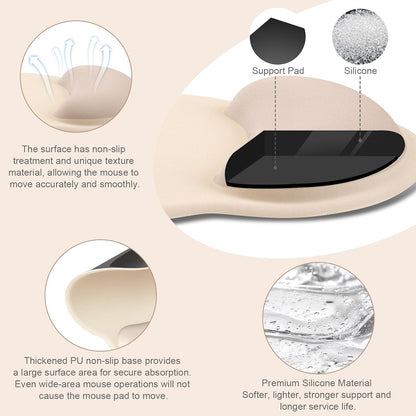 MOSISO Wrist Rest for Mouse Pad Set, Large Gaming Deskpad, Apricot