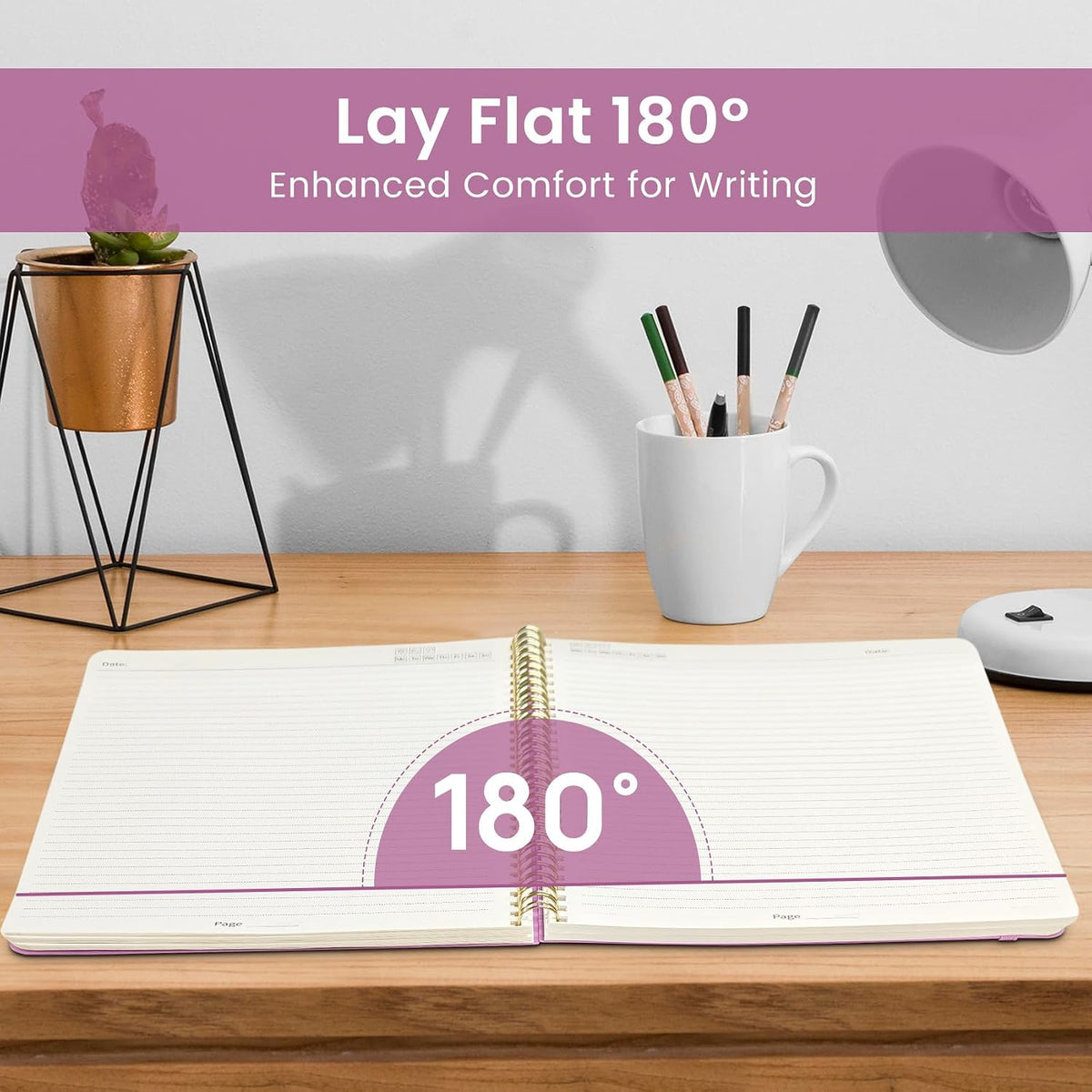 Taja Large Spiral Lined Notebook for Work, Journal for Women & Men