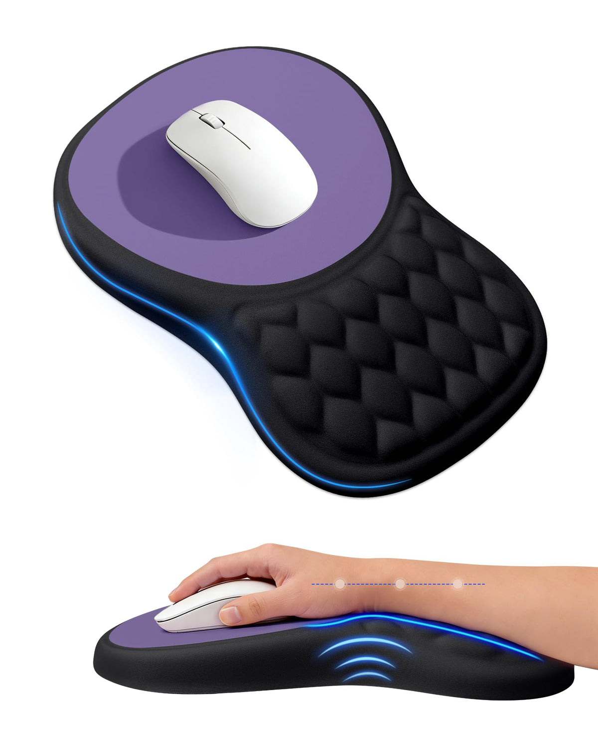 Ergonomic Mouse Pad with Sloped Memory Foam Wrist Rest (Black)
