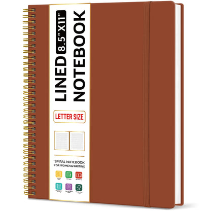 Taja Large Spiral Lined Notebook for Work, Journal for Women & Men