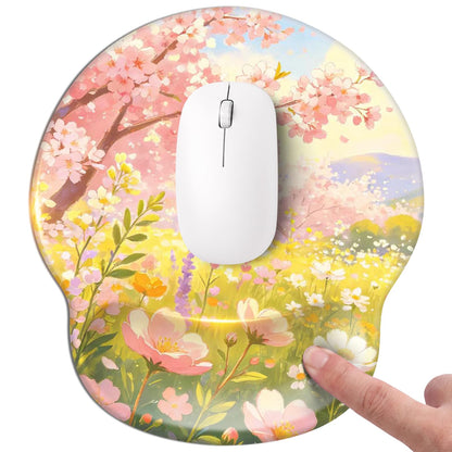 Pink Mouse pad with Wrist Rest,Relieving Pain Memory Foam Computer pad, Ergonomic Desktop Mouse, Silicone Material Mouse pad, with Non-Slip PU Base (Pink)