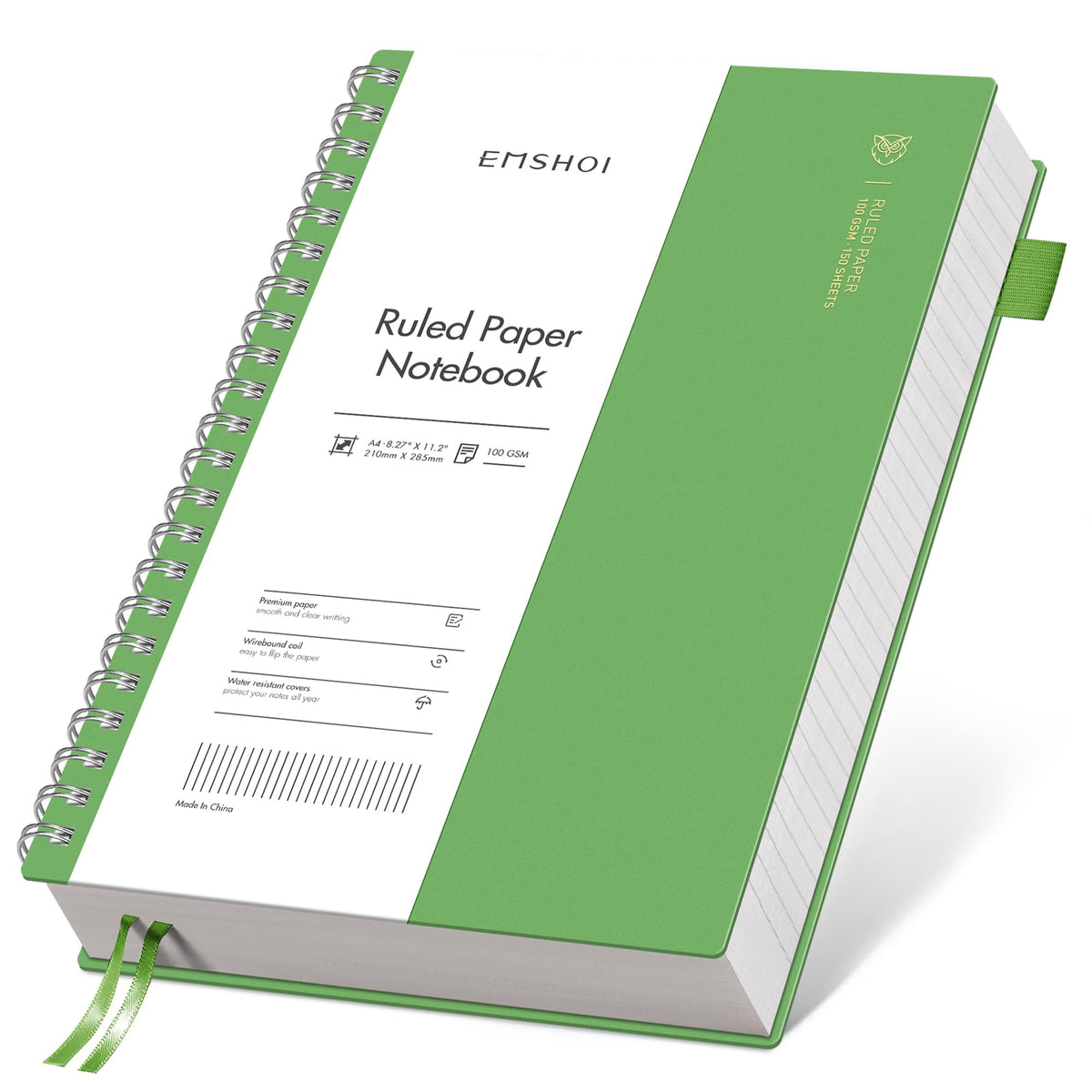 EMSHOI Lined Spiral Journal Notebook, 300 Pages, B5 Size (7.4'' x 10.1'')