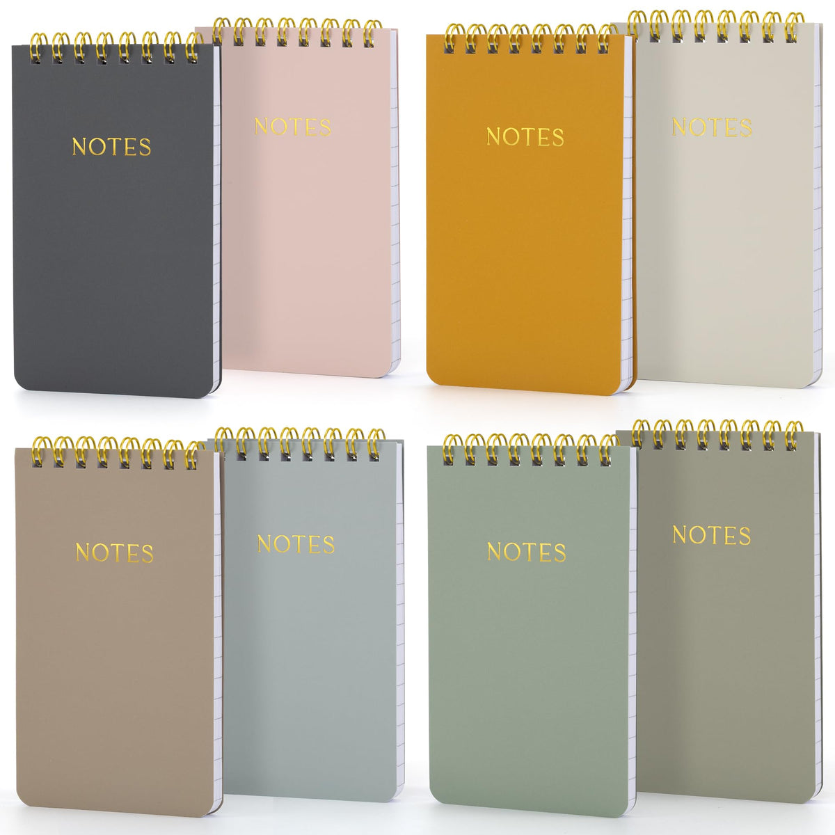 Aesthetic Pocket Notebooks Set Of 8 - Small 3x5 Spiral Notepads for Women