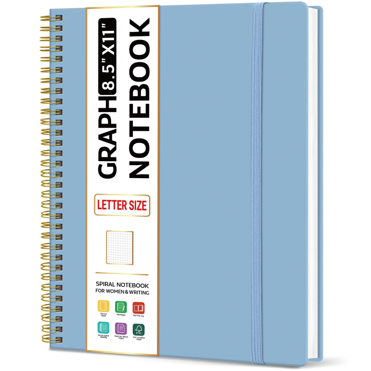 Taja Large Spiral Lined Notebook for Work, Journal for Women & Men