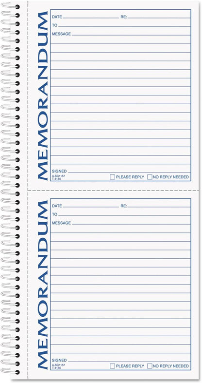 TOPS Memorandum Forms, 2-Part Carbonless, 2 Memos per Page, 100 Sets (4150)
