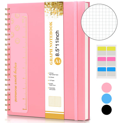 Spiral Notebook Journal 8.5” x 11”, A4 Large Notebooks for Women Men, College Ruled Lined Journal, 100 GSM Paper, Hardcover Spiral Bound Journals for Work School Writing Note Taking Business, Purple