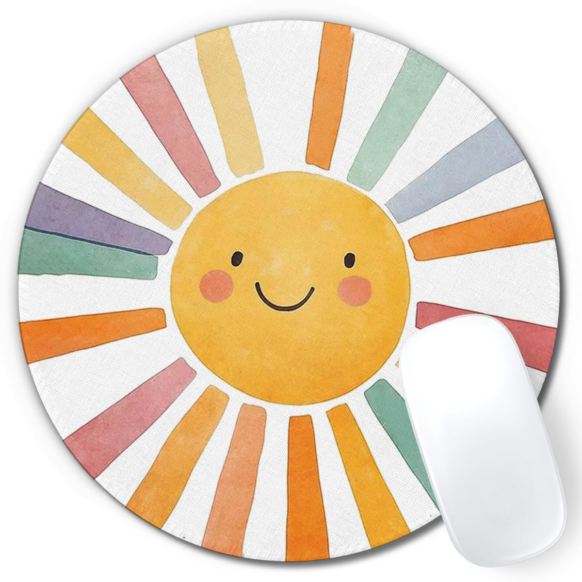 Boho Colorful Sunshine Rainbow Mouse Pad, Cute Sunshine Mouse Pads Mousepad for Desk Home Office Dorm Computers Laptop, Boho Office Supplies Desk Accessories, 7.9x7.9 Inch