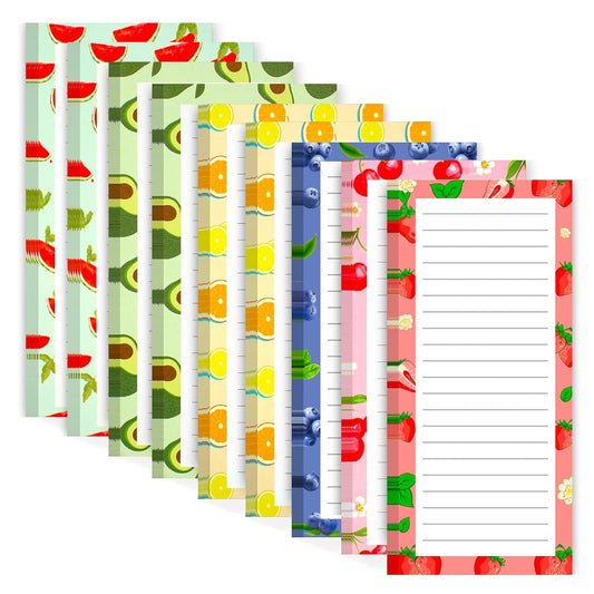 Joyberg 9 Pack Magnetic Notepads for Refrigerator, Magnetic Notepads for Refrigerator, Fruit Design Grocery List Pad for Fridge, Full Magnet Back Shopping Lists, 25 Sheets Per Note Pads