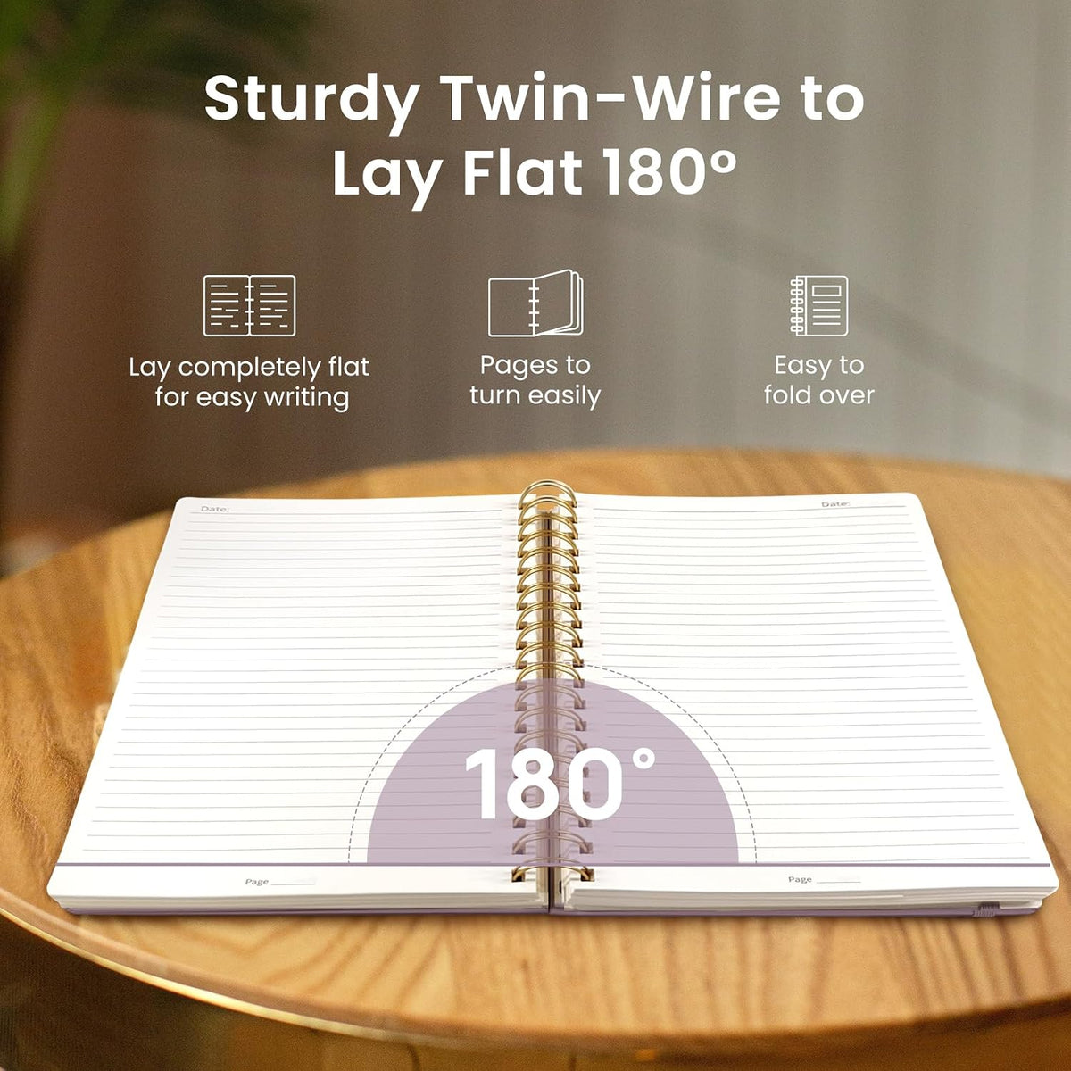 Taja Spiral Notebook for Work Thick Hardcover Lined Journal for Note Taking