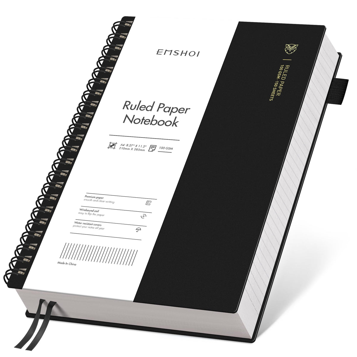 EMSHOI Lined Spiral Journal Notebook, 300 Pages, B5 Size (7.4'' x 10.1'')