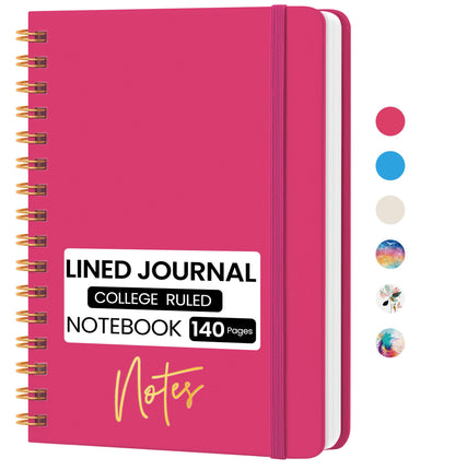 Lined Spiral Journal Notebook, A5 College Ruled Notebook for Note-Taking