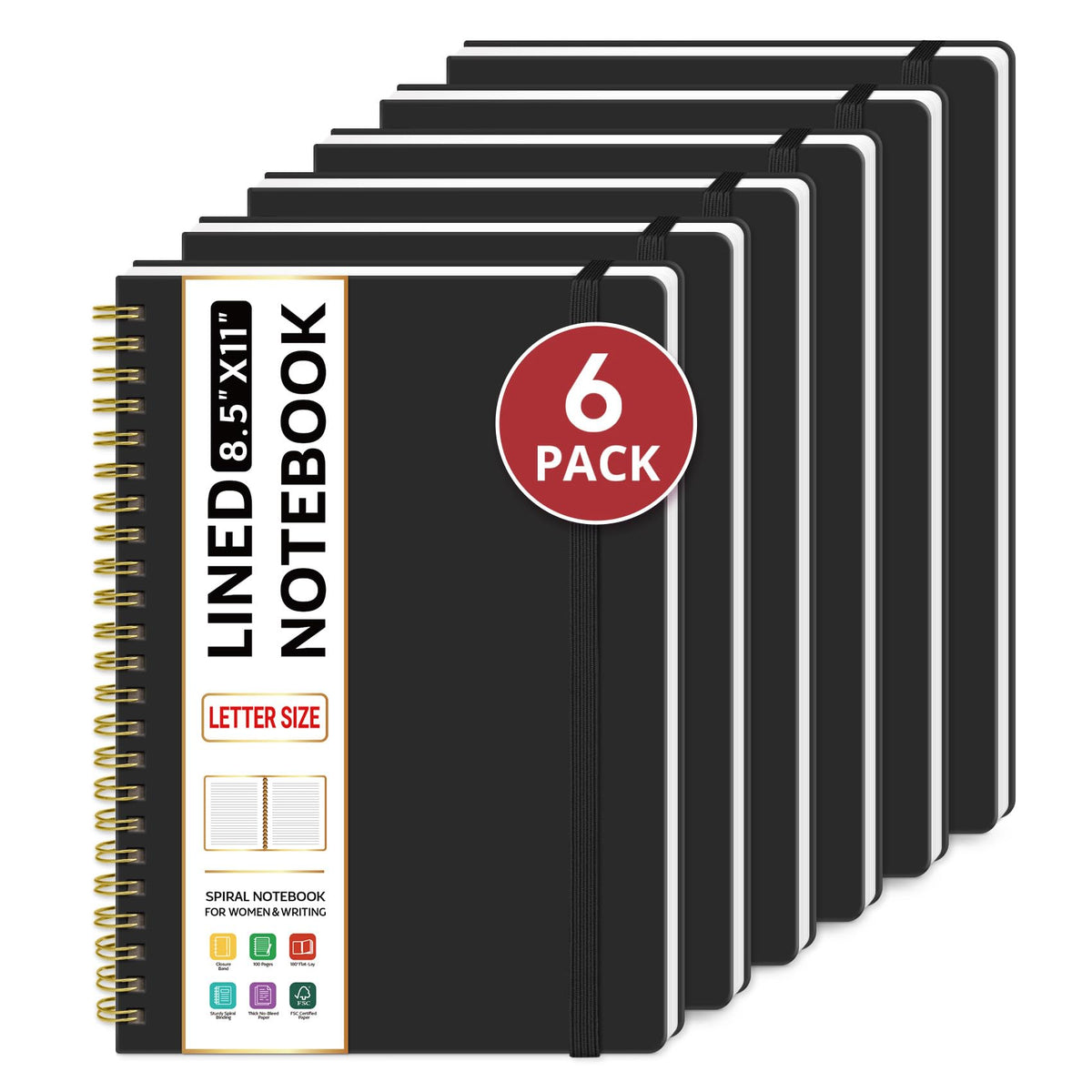 Taja Large Spiral Lined Notebook for Work, Journal for Women & Men
