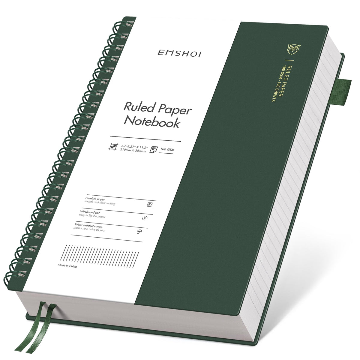 EMSHOI Lined Spiral Journal Notebook, 300 Pages, B5 Size (7.4'' x 10.1'')