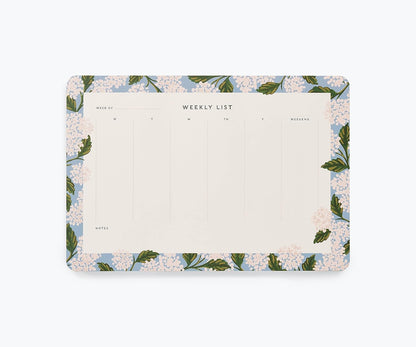 RIFLE PAPER CO. Hydrangea Weekly Desk Pad, Full-Color Floral Illustration