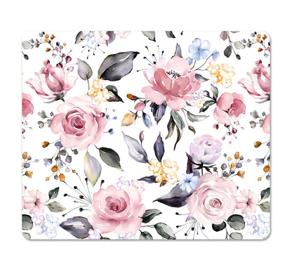 Square Cute Mouse Pad Daisy, Boho Floral Flower Mouse Pads for Desk, Non-Slip Rubber Beige Mousepad Washable Cloth, Minimal Computer Pad Decor Gifts, Coworker Gift for Girls Kids Women, 9.5x7.9 inch