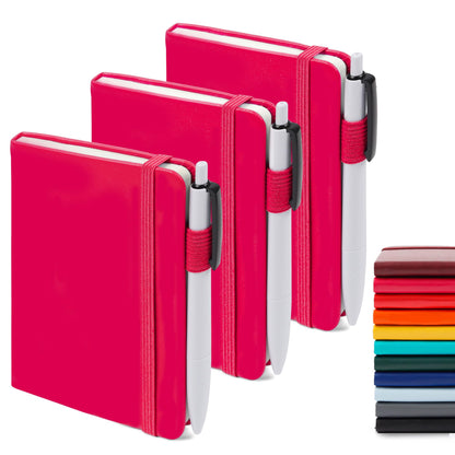 feela 3 Pack Pocket Small Notebook Journals, Mini Cute Hardcover College Ruled Notepad Women Office Supplies, with 3 Black Pens, 3.5”x 5.5”, A6, Pastel Colors, Light Blue, Light Purple, Light Green