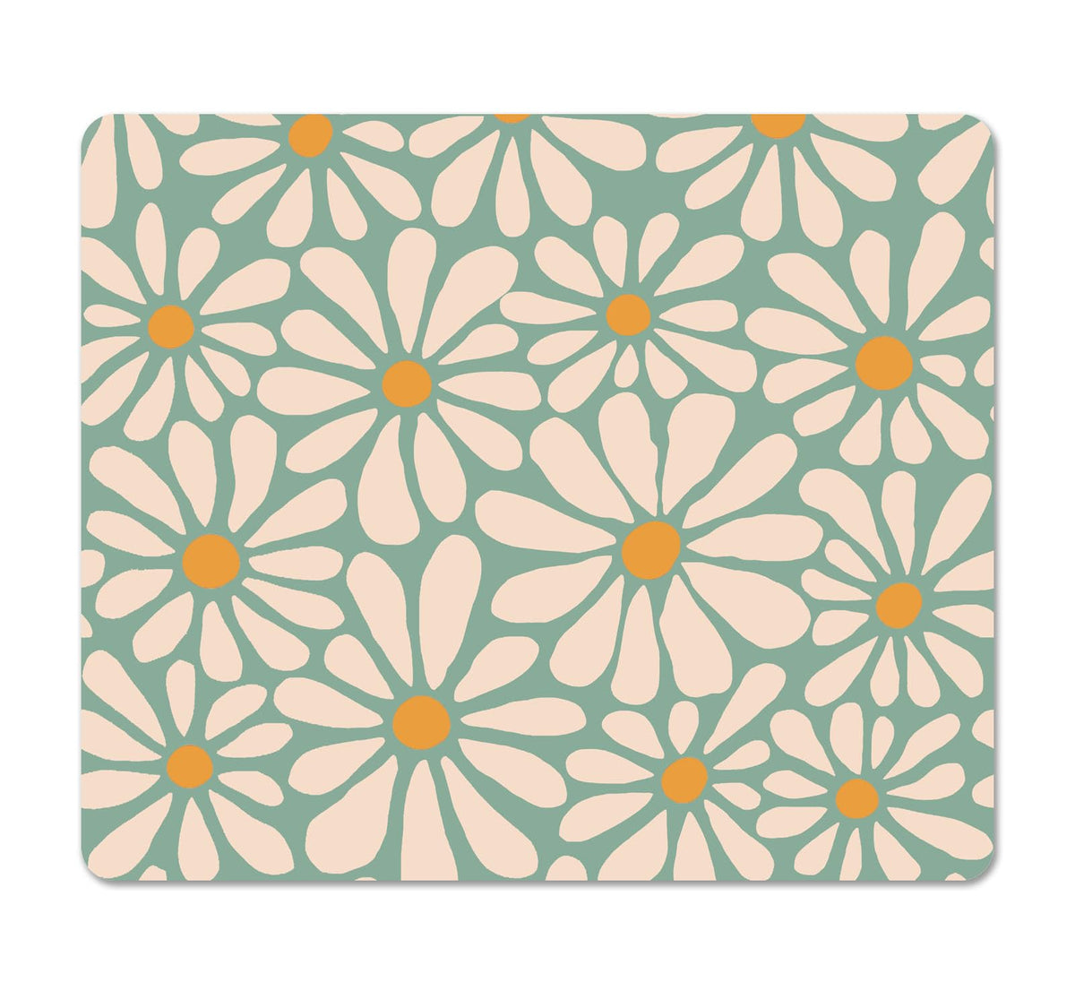 Square Cute Mouse Pad Daisy, Boho Floral Flower Mouse Pads for Desk, Non-Slip Rubber Beige Mousepad Washable Cloth, Minimal Computer Pad Decor Gifts, Coworker Gift for Girls Kids Women, 9.5x7.9 inch
