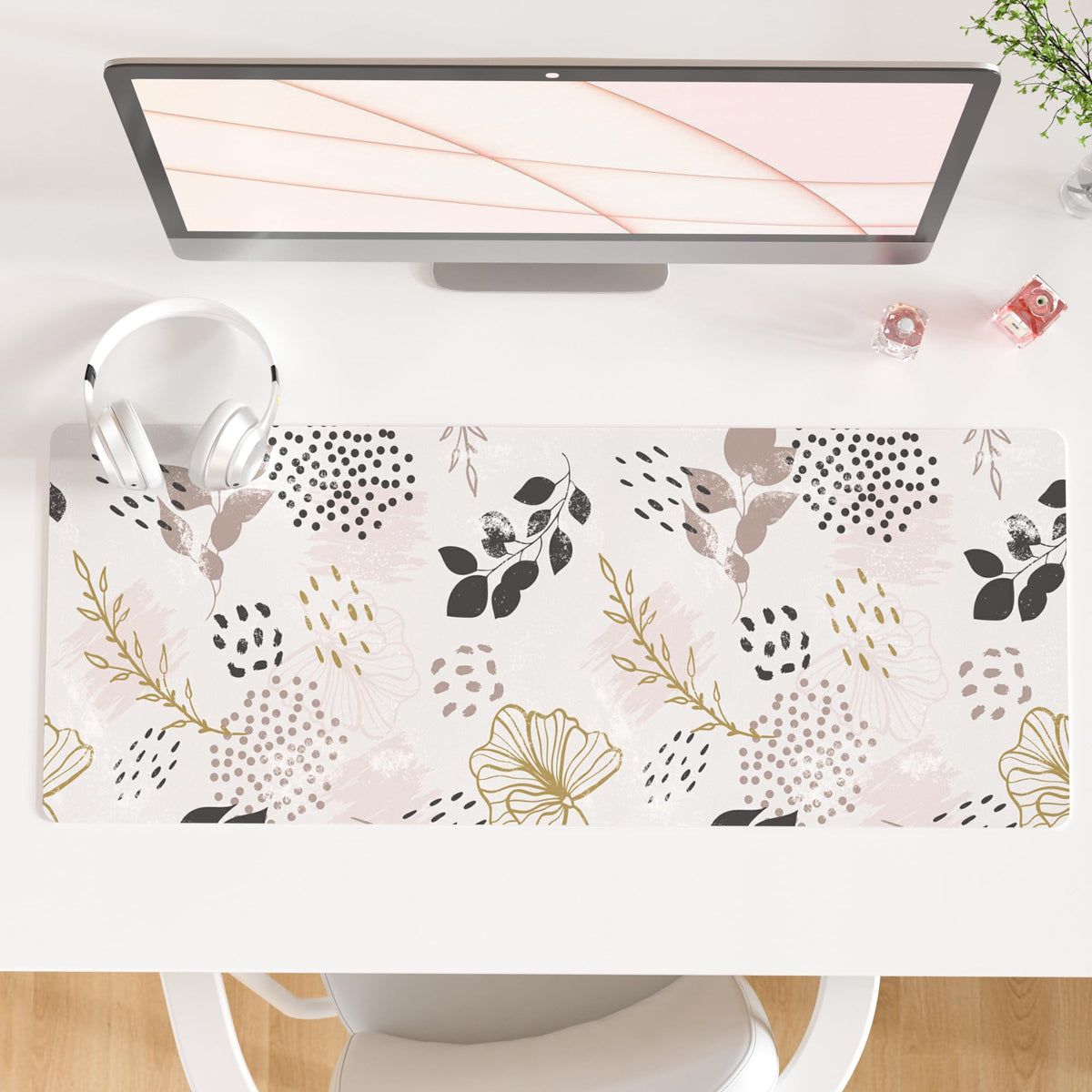 QiyI PU Leather Large Mouse Pad, Office Decor, 31.5" x 15.7", Rose Gold