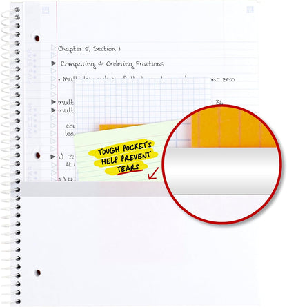 Five Star Spiral Notebook + Study App, 2 Pack, 1 Subject, College Ruled, 8-1/2" x 11", 80 Sheets, Fights Ink Bleed, Water Resistant Cover, Soft Petals (820331F-ECM)