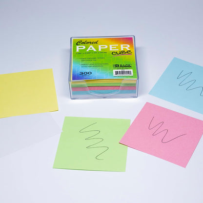 BAZIC Products Color Paper Cube with Tray, 300 Sheets, 2.95 in