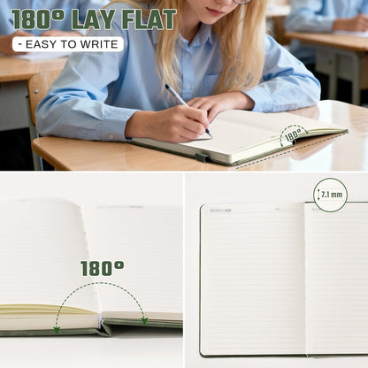 Ovesmusl Leather Journal Notebook, A5 Green Diary 192 Pages