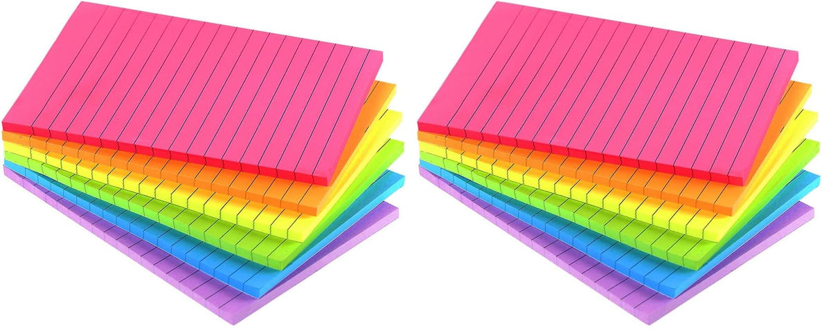 Lined Sticky Notes 4X6 in Bright Ruled Stickies Colorful Memo Pads