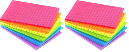 Lined Sticky Notes 4X6 in Bright Ruled Stickies Colorful Memo Pads