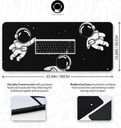 keycadets Gravity Gaming Mouse Pad, Extra Large Desk Pad for Keyboard and Mouse, Non-Slip Mousepad Desk Mat with Foam Core, Anti-Fray Lock Stitching and Low Friction Cloth Surface (35.4” x 15.8”)