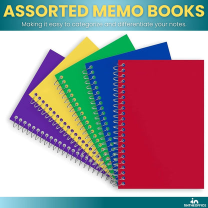 1InTheOffice Notepads 4x6 College Ruled, Assorted colors, 50 sheets/pad, 5 pack