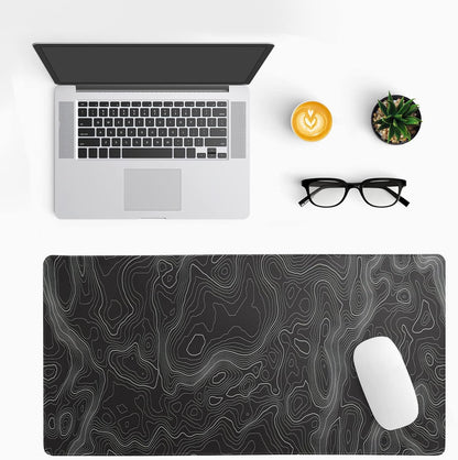 Topographic Contour Extended Big Mouse Pad Large,Gaming Mouse Pad Desk Pad,27.6x11.8 Inch Long Computer Keyboard Mouse Mat Mousepad with 3mm Non-Slip Base and Stitched Edge for Gaming and Office