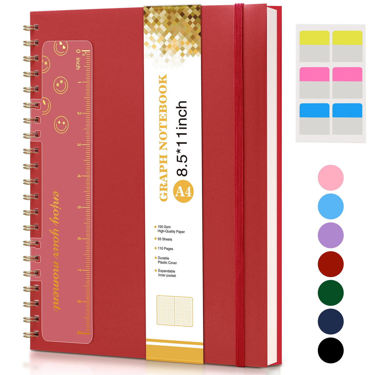 Spiral Notebook Journal 8.5” x 11”, A4 Large Notebooks for Women Men, College Ruled Lined Journal, 100 GSM Paper, Hardcover Spiral Bound Journals for Work School Writing Note Taking Business, Purple