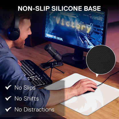 Redragon PG1M Glass Mouse Pad - Ultra-Smooth Precision Surface with Non-Slip Base, Easy to Clean, Hard Mousepad for Gaming - 11.8 x 11.8 x 0.15 inches, White