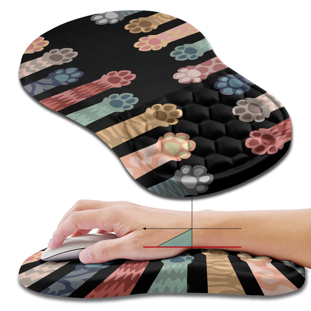 Hokafenle Ergonomic Mouse Pad Wrist Support, Wrist Rest Mousepad for Carpal Tunnel Pain Relief with Integrated Memory Foam Slope Massage Bulge (11.8x7.9 inch,Forest